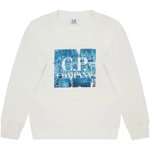 CP COMPANY Boys Faded Logo Sweater - White