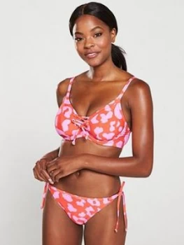 Pour Moi Island Escape Underwired Rope Bikini Top - Red Pink, Red/Pink, Size 38G, Women