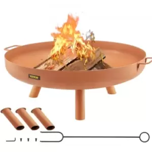 VEVOR Fire Pit Bowl, 30-Inch Deep Round Carbon Steel Fire Bowl, Wood Burning for Outdoor Patios, Backyards & Camping Uses, with A Drain Hole, Portable