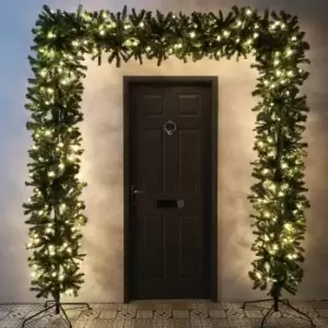 8ft (2.4m) Tall Prelit Premier Indoor / Outdoor Christmas Tree Arch in Green