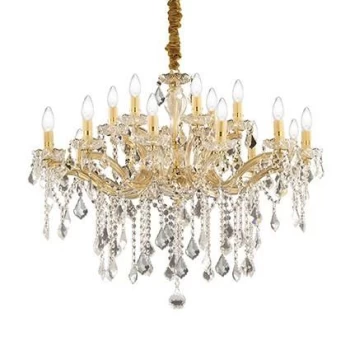 Florian 18 Light Crystal Chandelier Gold Finish, E14