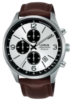 Lorus Chronograph White Dial Brown Leather Strap RM321HX9 Watch