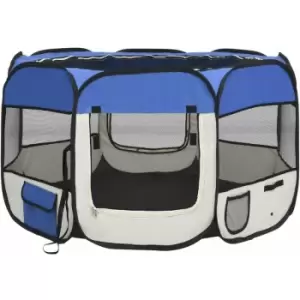 Vidaxl - Foldable Dog Playpen with Carrying Bag Blue 110x110x58cm Blue