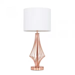 Jaspa Copper Table Lamp with White Reni Shade