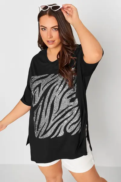 Yours Printed Top Black