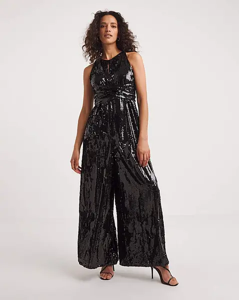 Ted Baker Vivalee Sequin Jumpsuit Black Female 8 TW38601