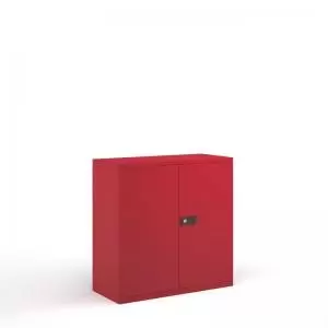 Steel contract cupboard with 1 shelf 1000mm high - red