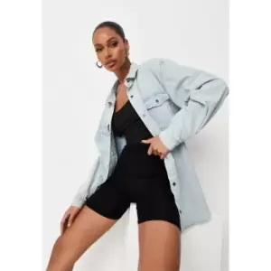 Missguided Premium Super Oversized Boyfriend Denim Shirt - Blue