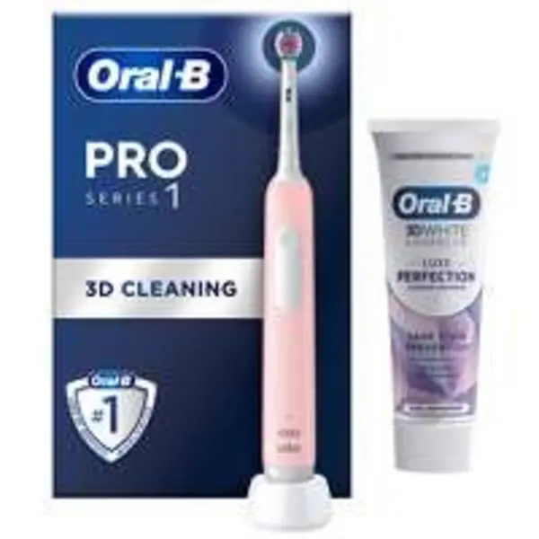 Oral B Pro Series 1 3D White Pink Electric Toothbrush & Toothpaste 75ml