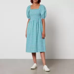 Barbour Geranium Checked Seersucker Midi Dress - UK 8