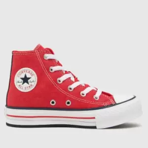 Converse Red All Star Hi Eva Lift Denim Junior Trainers