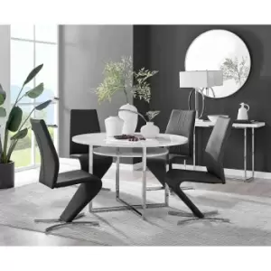 Furniture Box Adley White High Gloss Storage Dining Table and 4 Black Willow Chairs