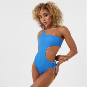 Jack Wills Crinkle Asymmetric Swimsuit - Blue