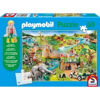 Playmobil: A Zoo Adventure Puzzle & Play Jigsaw Puzzle - 60 Pieces (Includes 1 Figure)