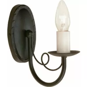 Loops - Wall Light Compact Low Ceiling Looped Design Ivory Candle Tube Black LED E14 60W