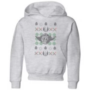 Star Wars Yoda Face Knit Kids Christmas Hoodie - Grey - 9-10 Years