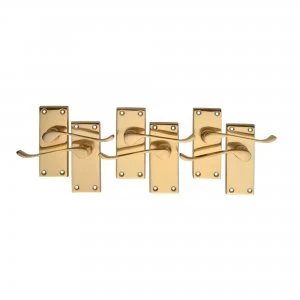 Wickes Paris Victorian Scroll Latch Door Handle Set - Polished Brass 3 Pairs