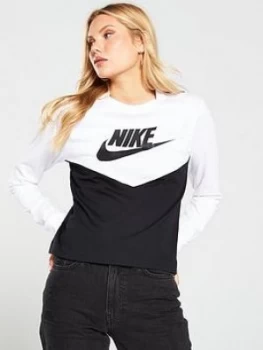 Nike Nsw Ls Heritage Top - Black/White