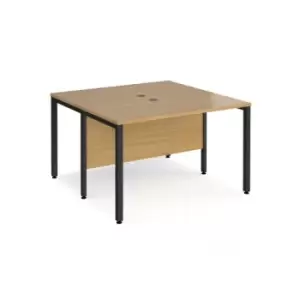 Office Desk 2 Person Rectangular Desk 1200mm Oak Tops With Black Frames 1200mm Depth Maestro 25