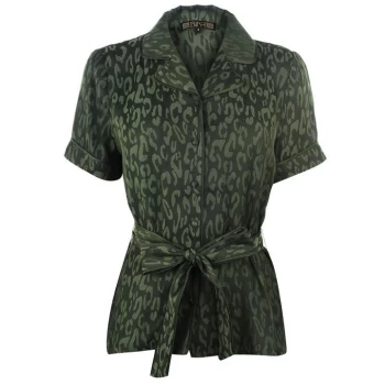 Biba Jacquard Pyjama Top - Khaki