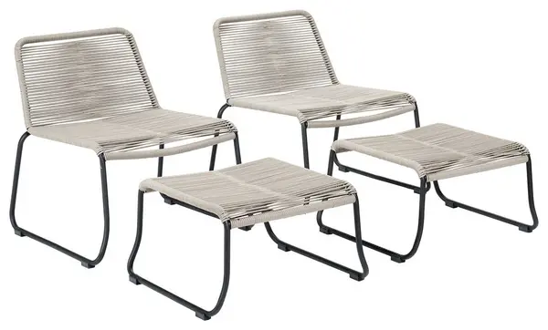 Pacific Pacific Pang Pair of Metal Garden Chair with Stools - Grey