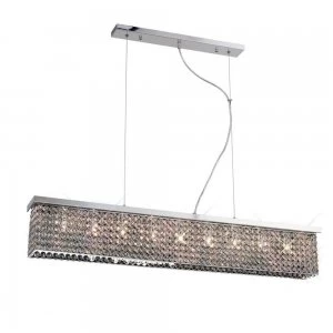 Ceiling Pendant Rectangular 9 Light Polished Chrome, Crystal