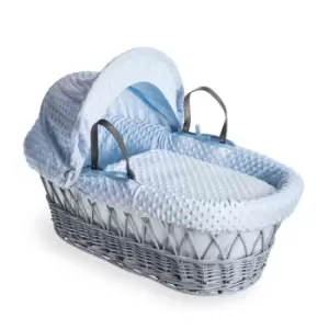 Clair de Lune Dimple Grey Wicker Moses Basket - Blue