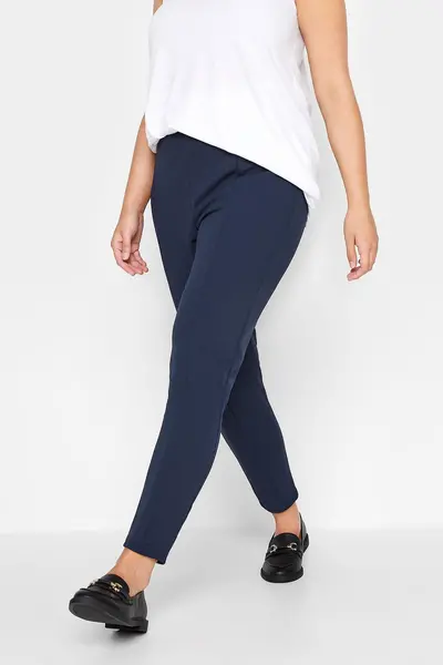 Yours Tapered Trousers Blue