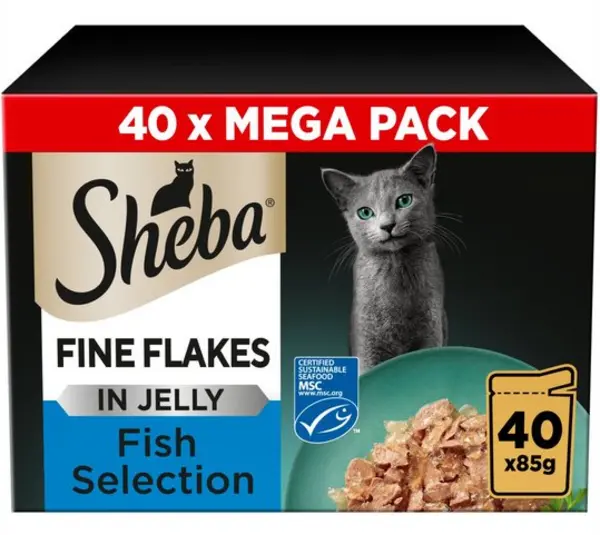 Sheba Fine Flakes Fish Cat Food 40 x 85g