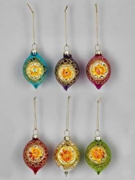 Sass & Belle Set Of 6 Bright Metallic Open-Faced Christmas Tree Baubles