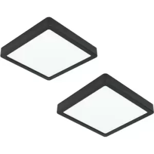 2 PACK Wall / Ceiling Light Black 210mm Square Surface Mounted 16.5W LED 3000K