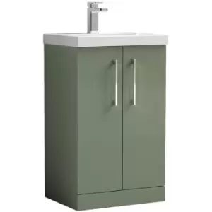 Arno Satin Green 500mm 2 Door Vanity Unit with 50mm Profile Basin - ARN801D - Satin Green - Nuie