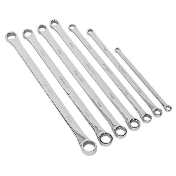 Genuine SEALEY AK6311 Double End Ring Spanner Set 7pc Extra-Long Metric