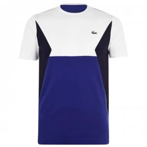 Lacoste Colour Block T Shirt - White/Blue