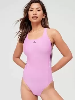 adidas 3 Stripe Mid Swimsuit - Lilac Size 42, Women