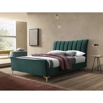 Birlea - Clover Regent Green Fabric Bed with Cushioned Headboard 4ft6 Double 135 cm