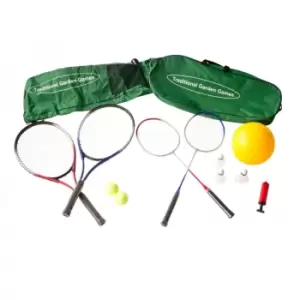 Traditonal Garden Games Badminton, Tennis and Volleyball set with net