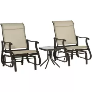 Outsunny - 3PCS Outdoor Gliding Chairs w/ Table Set Patio Garden Furniture Khaki - Khaki