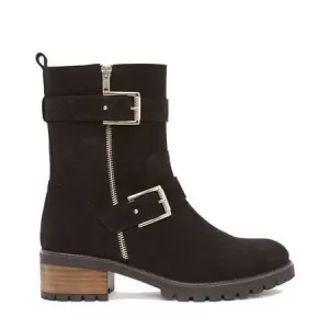 Mint Velvet Elena Suede 2 Strap Biker Boot - Black