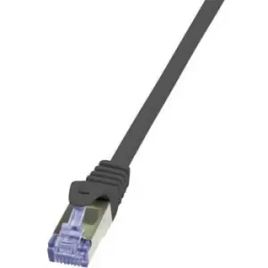 LogiLink CQ3053S RJ45 Network cable, patch cable CAT 6A S/FTP 2m Black Flame-retardant, incl. detent