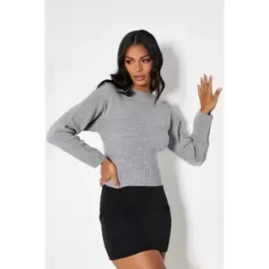 I Saw It First Rib Fitted Bustier Detail Knit Jumper - Grey