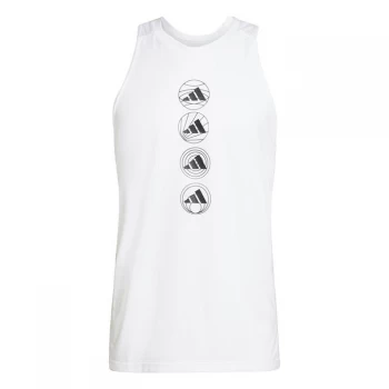 adidas Run Logo Tank Top Mens - White