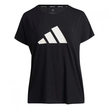 adidas 3-Stripes Training T-Shirt (Plus Size) Womens - Black / White