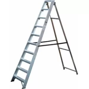 Loops - 2.2m Aluminium Swingback Step Ladders 10 Tread Professional Lightweight Steps