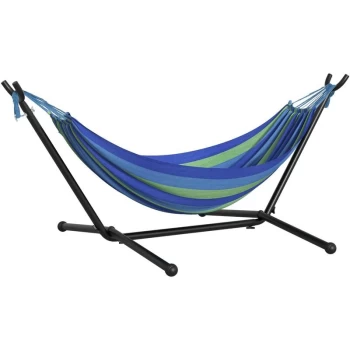 Outsunny - 277 x 121cm Hammock with Metal Stand Carrying Bag 120kg Green Stripe