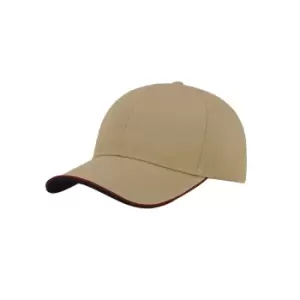 Atlantis Zoom Piping Sandwich Sports 6 Panel Contrast Baseball Cap (One Size) (Khaki)