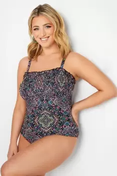 Aztec Print Shirred Swimsuit