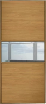 Wickes Sliding Wardrobe Door Fineline Oak Panel and Mirror - 2220 x 914mm