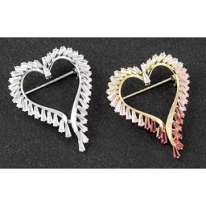 Modern Crystal Heart Brooch