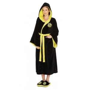 Hufflepuff Harry Potter Ladies Black Fleece Robe with Hood